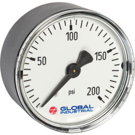 Global Industrial B2781450 Global Industrial™ 2" Pressure Gauge, 200 PSI/KPA, 1/4" NPT CBM, Plastic image.