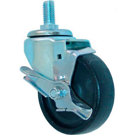 Allpoints 263306 Allpoints 26-3306 4" Swivel Threaded Stem Caster with Brake - 5/8"-11 x 1 1/2" Stem, 240 lb. Cap image.