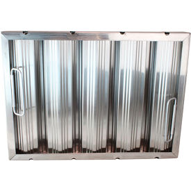 Allpoints 263902 Allpoints 26-3902 12"(H) x 20"(W) x 2"(T) Stainless Steel Hood Filter - Ridged Baffles image.