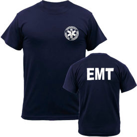 Kemp Usa 18-001-EMT-MED Kemp USA Navy Size Medium EMT Shirt Printed Front And Back image.