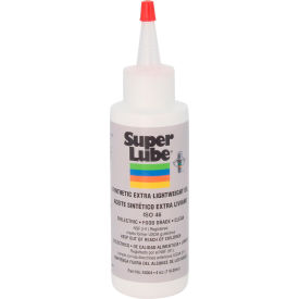 Synco Chemical Corp 53004 Super Lube Synthetic Extra Lightweight Oil, 4 oz Bottle, ISO 46, Clear image.