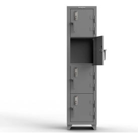 Strong Hold® 4-Tier 4 Door Digital Locker w/Keyless Entry Lock 18"Wx18"Dx75"H Gray Assembled