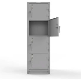 Strong Hold® 4-Tier 4 Door Digital Locker w/Keyless Entry Lock 24"Wx24"Dx75"H Gray Assembled