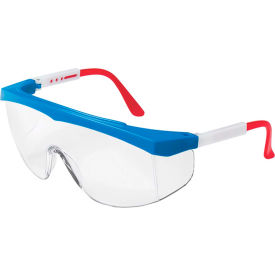 MCR Safety SS130 MCR Safety SS130 Stratos® Safety Glasses, Red/White/Blue Frame, Clear Lens image.