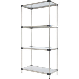 Vestil™ 4 Shelf Stainless Steel Shelving Unit 36"W x 18"D x 74"H Brushed Silver
