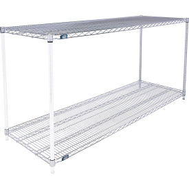 Global Industrial B3124403 Nexel® 2 Shelf, Chrome Wire Shelving Unit, Add On, 72"W x 21"D x 34"H image.