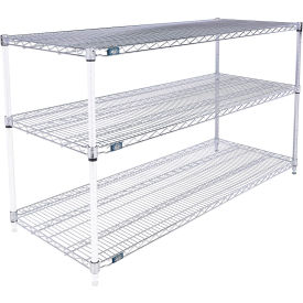 Global Industrial B3124326 Nexel® 3 Shelf, Chrome Wire Shelving Unit, Add On, 60"W x 21"D x 34"H image.