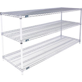 Global Industrial B3124348 Nexel® 3 Shelf, Chrome Wire Shelving Unit, Add On, 72"W x 21"D x 34"H image.