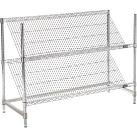 Global Industrial B3124358 Nexel® 2 Shelf, Chrome Slant Wire Shelving Unit, Starter, 48"W x 18"D x 34"H image.