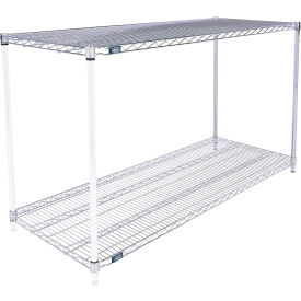 Global Industrial B3124395 Nexel® 2 Shelf, Chrome Wire Shelving Unit, Add On, 60"W x 24"D x 34"H image.