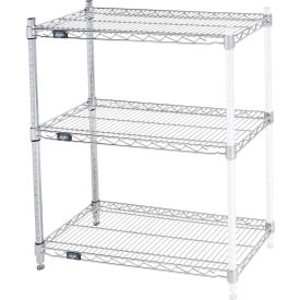 Global Industrial B3124402 Nexel® 3 Shelf, Chrome Wire Shelving Unit, Add On, 30"W x 14"D x 34"H image.