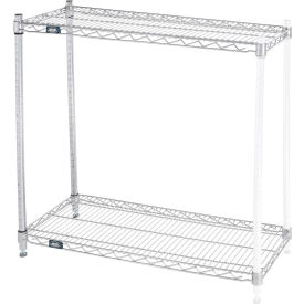 Global Industrial B3124415 Nexel® 2 Shelf, Chrome Wire Shelving Unit, Add On, 36"W x 14"D x 34"H image.