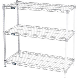 Global Industrial B3124416 Nexel® 3 Shelf, Chrome Wire Shelving Unit, Add On, 36"W x 14"D x 34"H image.