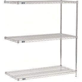 Nexel® 3 Shelf Chrome Wire Shelving Unit Add On 72""W x 18""D x 54""H