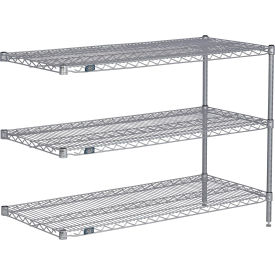 Nexel® 3 Shelf Nexelate® Silver Epoxy Wire Shelving Unit Add On 42""W x 21""D x 34""H