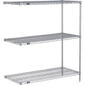 Nexel® 3 Shelf Nexelate® Silver Epoxy Wire Shelving Unit Add On 36""W x 14""D x 54""H