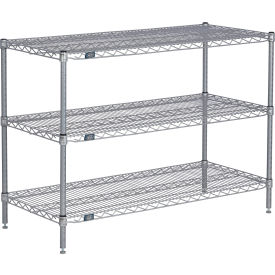 Nexel® 3 Shelf Nexelate® Silver Epoxy Wire Shelving Unit Starter 24""W x 18""D x 34""H