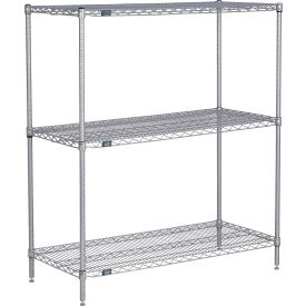 Nexel® 3 Shelf Nexelate® Silver Epoxy Wire Shelving Unit Starter 42""W x 24""D x 54""H