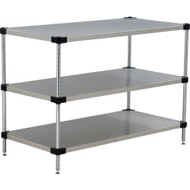 Nexel® 3 Shelf Stainless Steel Solid Shelving Unit Starter 36""W x 18""D x 34""H