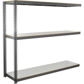 Global Industrial 3 Shelf Heavy Duty Channel Boltless Shelving Add On 96""Wx24""Dx84""H Laminate Deck