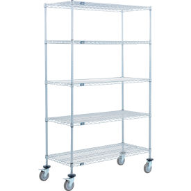 Nexel® 5 Shelf Truck Nexelate® 60""W x 14""D x 69""H Polyurethane Swivel Casters 2 Brakes