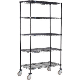 Nexel® 5 Shelf Truck Black Epoxy 72""W x 14""D x 69""H Polyurethane Swivel Casters