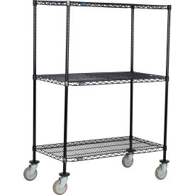 Nexel® 3 Shelf Truck Black Epoxy 30""W x 24""D x 69""H Polyurethane Swivel Casters