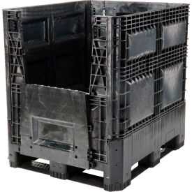 Global Industrial Plastic Collapsible Bulk Container 48"L x 40"W x 46"H 1200 lb. Cap. Black 