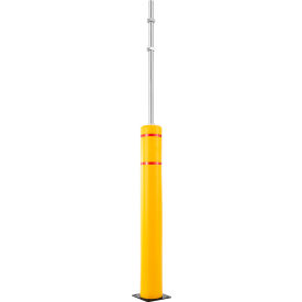 Global Industrial Plastic Flex Bollard with 8 Sign Post 52H x 7D Yellow/Red Tape 