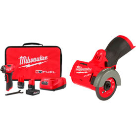 Milwaukee® M12 Fuel 1/4" Right Angle Die Grinder Kit Bundled With 3" Compact Cut Off Tool 