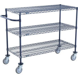 Nexel® Push Cart 3 Shelf Nexelon® 24"W x 14"D x 40"H Poly Casters 4 Swivel 