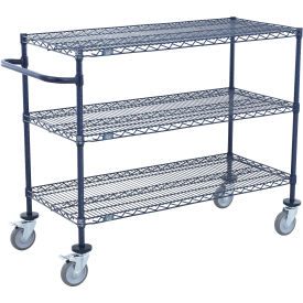 Nexel® Push Cart 3 Shelf Nexelon® 24"W x 14"D x 40"H Poly Casters 4 Swivel 2 Brake 