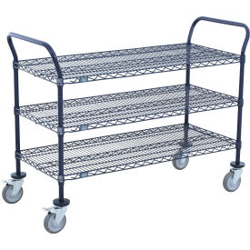 Nexel® Utility Cart 3 Shelf Nexelon® 24"W x 14"D x 39"H Poly Casters4 Swivel2 Brake 