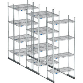 Nexel High Density Floor Track Shelving 5 Unit Stainless Steel 60"W x 21"D x 76"H 12 Length 