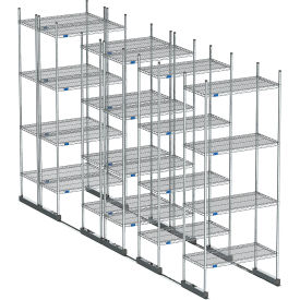 Nexel High Density Floor Track Shelving 6 Unit Chrome 36"W x 18"D x 76"H 12 Length 