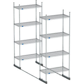 Nexel High Density Floor Track Shelving 2 Unit Chrome 36"W x 18"D x 76"H 6 Length 