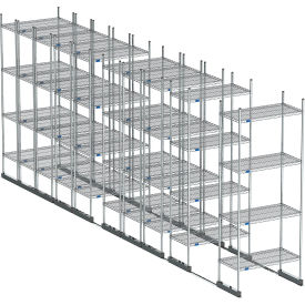Nexel High Density Floor Track Shelving 10 Unit Chrome 36"W x 18"D x 76"H 18 Length 
