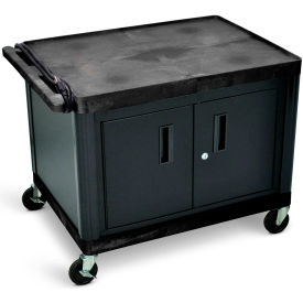 Luxor® 27"H AV Cart - 2 Large Shelves Cab Electric
