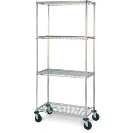 Metro 4 Shelf Truck Super Adjustable Brite 60"W x 18"D x 69"H" Poly Casters 4 Swivel 2 Brake