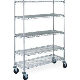 Metro 5 Shelf Truck Super Adjustable Chrome 48"W x 24"D x 69"H" Poly Casters 4 Swivel 2 Brake