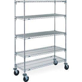 Metro 5 Shelf Truck Super Adjustable Chrome 60"W x 24"D x 69"H" Poly Casters 4 Swivel 2 Brake