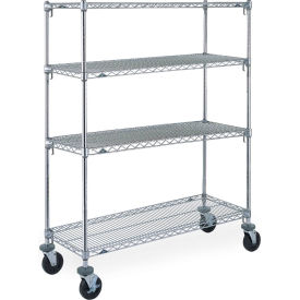 Metro 4 Shelf Truck Super Adjustable Chrome 60"W x 18"D x 69"H" Poly Casters 4 Swivel 2 Brake