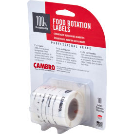 Cambro® Food Rotation Label Biodegradable 3"L x 2"W White Pack of 20 Rolls/Case