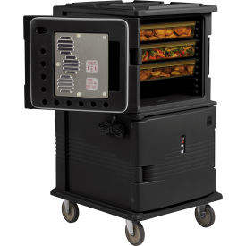 Cambro UPCH1600110 - Ultra CamCart Heated Food Pan Carrier Front Loading Black 6" Casters 110V