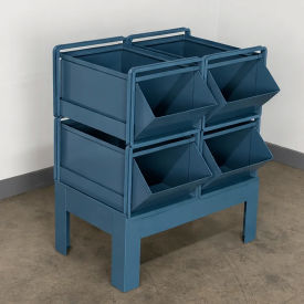 Stackbin® Pre-Built Roller Bearing Unit 34-1/2"W X 24"D X 37"H 4 Steel Bins Blue
