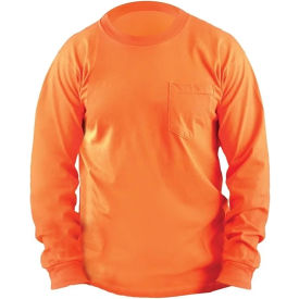 OccuNomix Classic Cotton Hi-Vis Long Sleeve T-Shirt W/ Pocket Orange 2XL LUX-300LP-072X