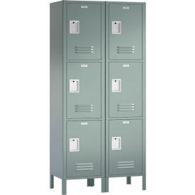ASI Storage Traditional 2-Tier 6 Door Locker 45"W x 15"D x 78"H Gray Assembled