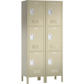 ASI Storage Traditional 2-Tier 6 Door Locker 45"W x 18"D x 78"H Almond Assembled