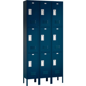 ASI Storage Traditional 3-Tier 9 Door Locker 36"W x 12"D x 78"H Blue Frost Assembled