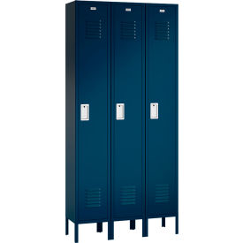 ASI Storage Traditional 1-Tier 3 Door Locker 36"W x 12"D x 78"H Blue Frost Assembled